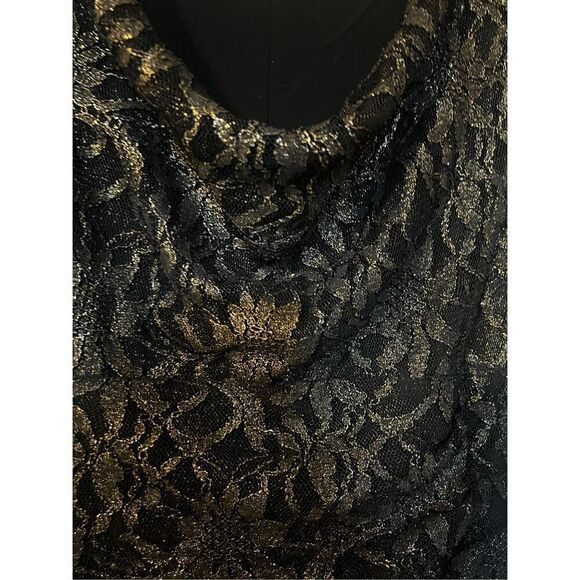 Lauren Ralph Lauren Women’s Size 12 Cowl Neck Dress Black Shimmer Short Sleeve - Picture 7 of 9